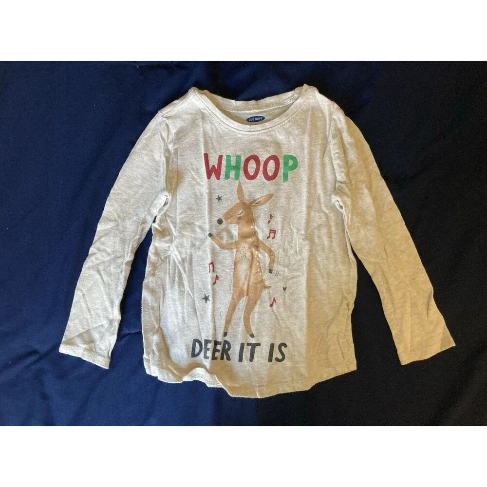 4T Old Navy girl clothes - one piece long sleeved shirt | deer & song theme